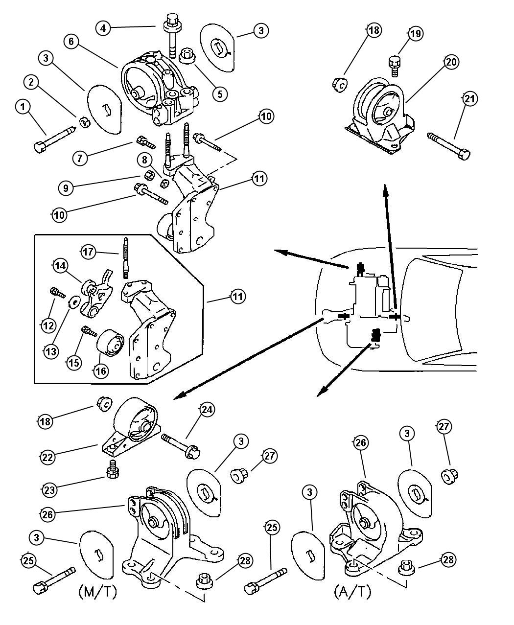 Engine Mounting 2.4L MMC I-4. Diagram