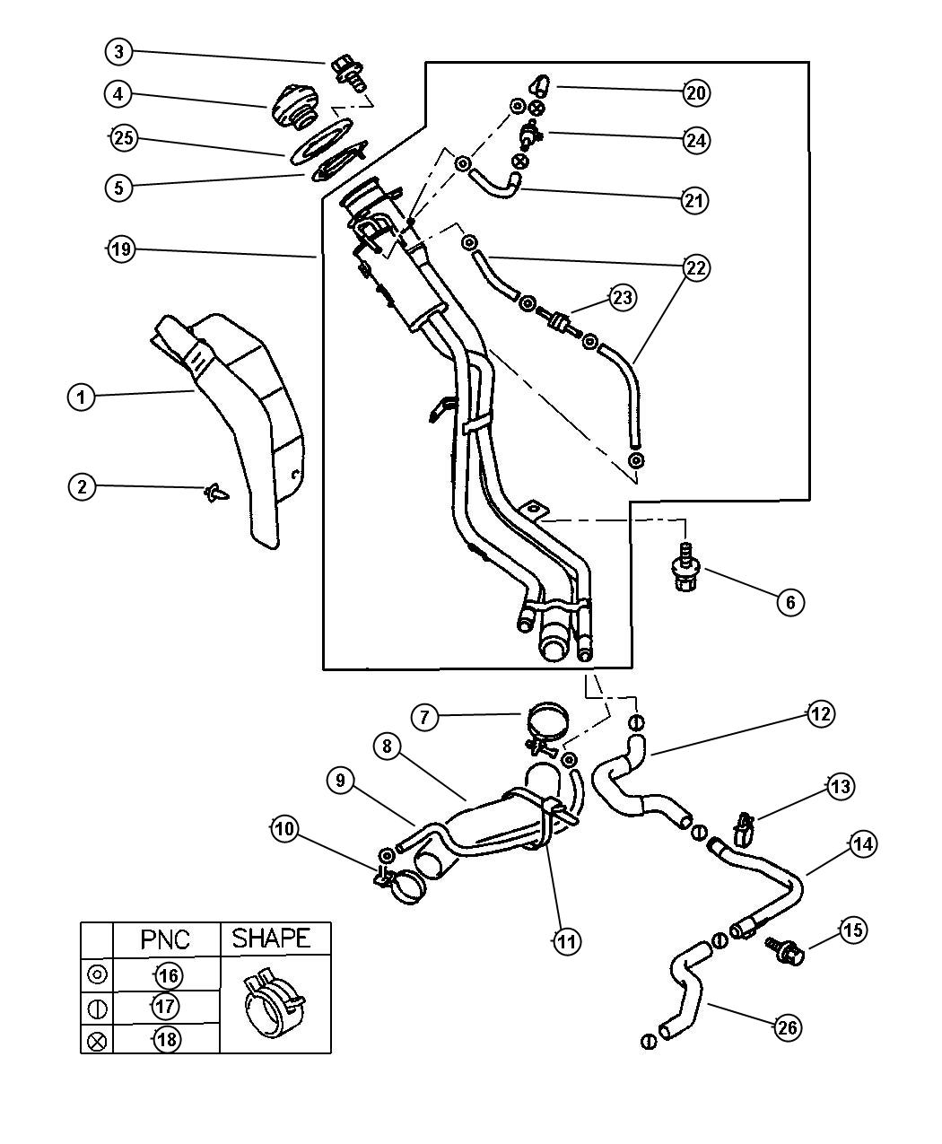 Diagram Fuel Filler Tube. for your Dodge