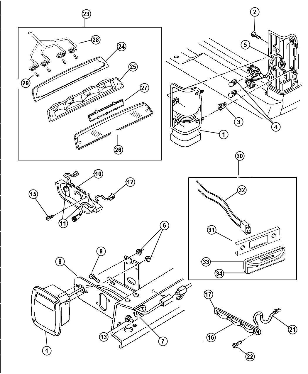 Diagram Lamps--Rear End. for your Dodge Ram 2500  