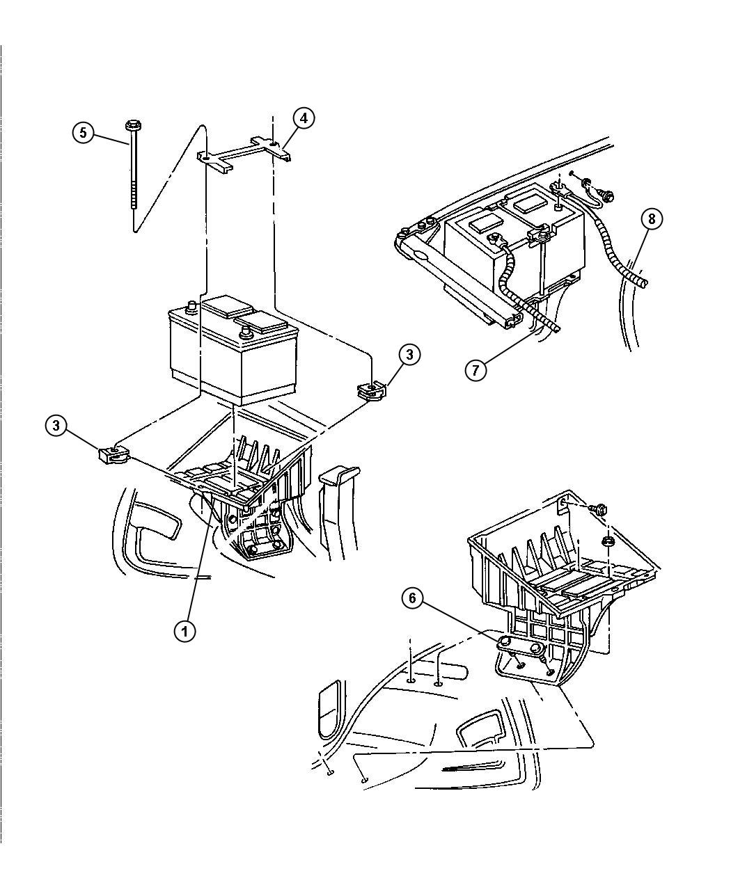 Diagram Battery Tray and Cables. for your Dodge