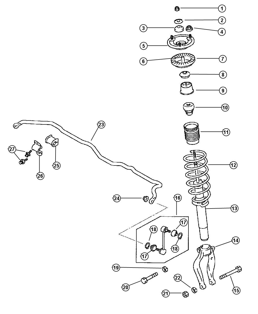 Diagram Front Suspension Strut and Spring. for your 2003 Chrysler 300  M 