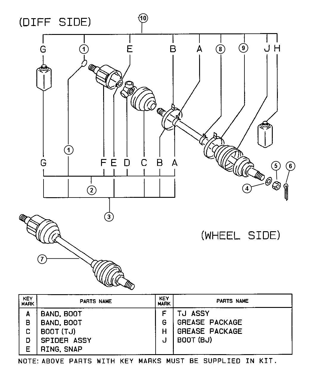 Front Axle Drive Shaft-Left. Diagram