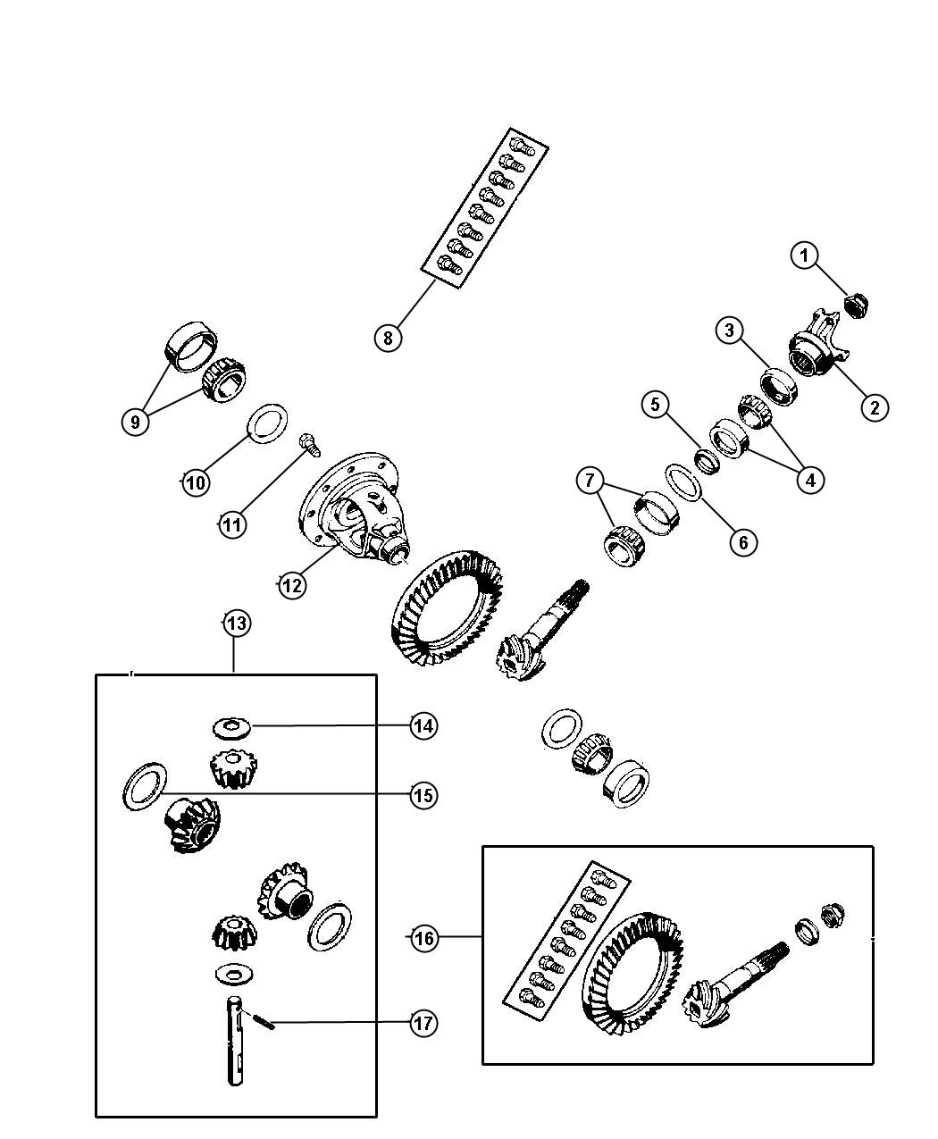 Differential,Rear,Dana Model 35,without Trac-Lok [Trac-Lok Differential Rear Axle]. Diagram