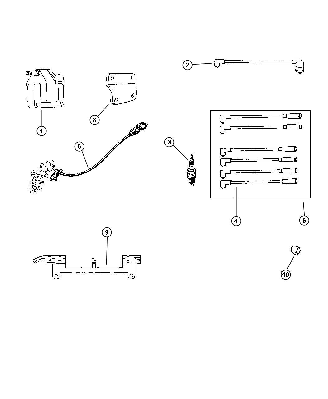 Diagram Spark Plugs, Cables, and Coils 4.0. for your 2003 Chrysler 300  M 