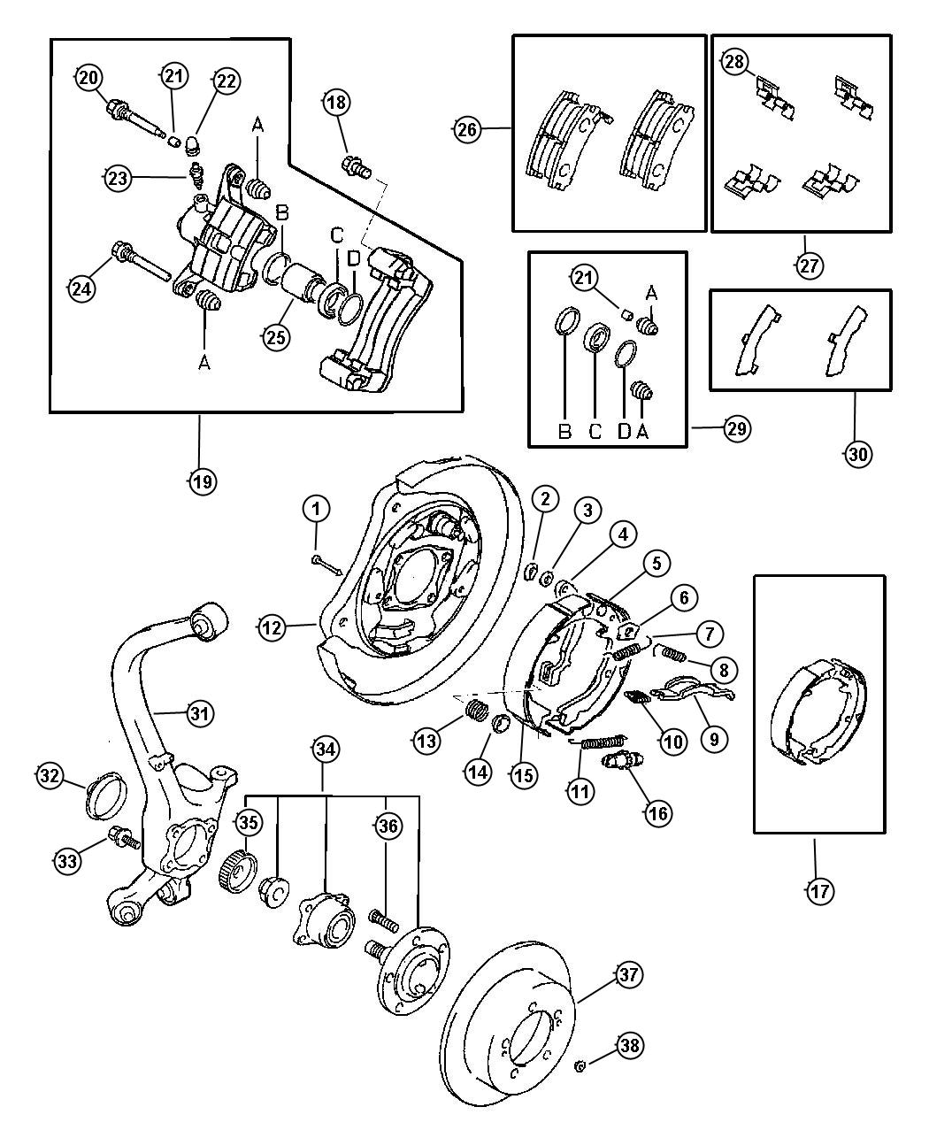 Diagram Brakes, Rear Disc. for your Chrysler