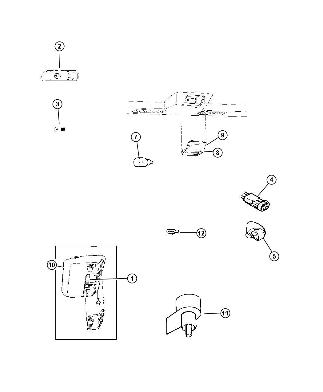 Diagram Lamps Courtesy, Dome, Cargo. for your 2008 Jeep Wrangler   