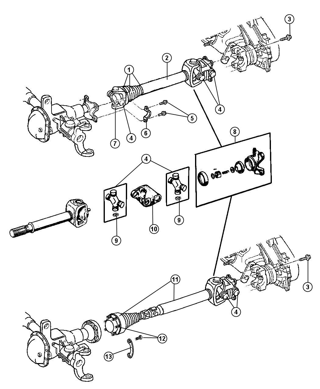 Diagram Propeller Shaft,Front. for your Jeep