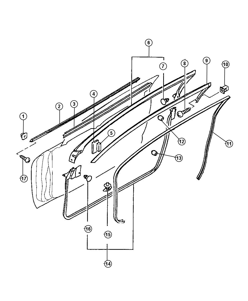 Diagram Weatherstrips, Door, Front. for your Chrysler 300 M 