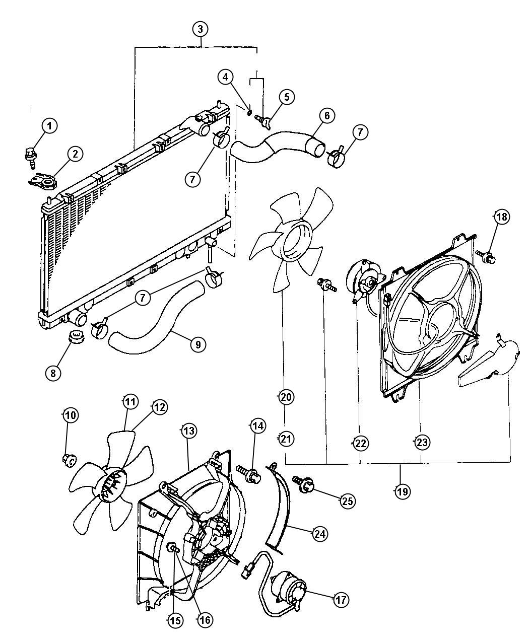 Radiator and Related Parts. Diagram