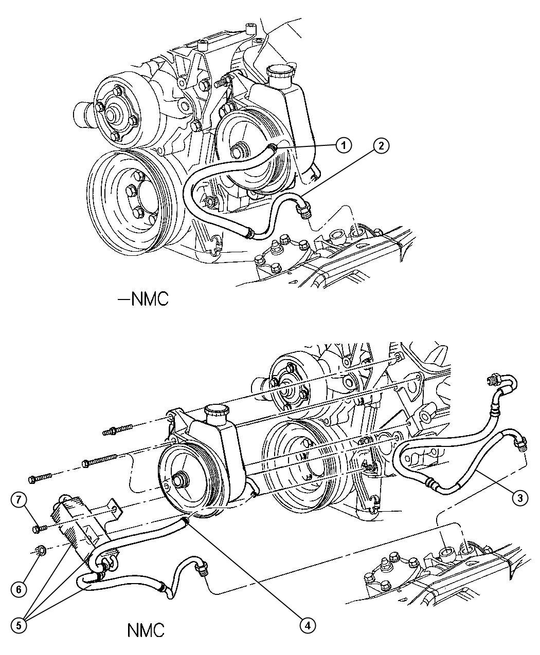 Diagram Hoses, Power Steering W/3.9,5.2L Engine. for your Dodge