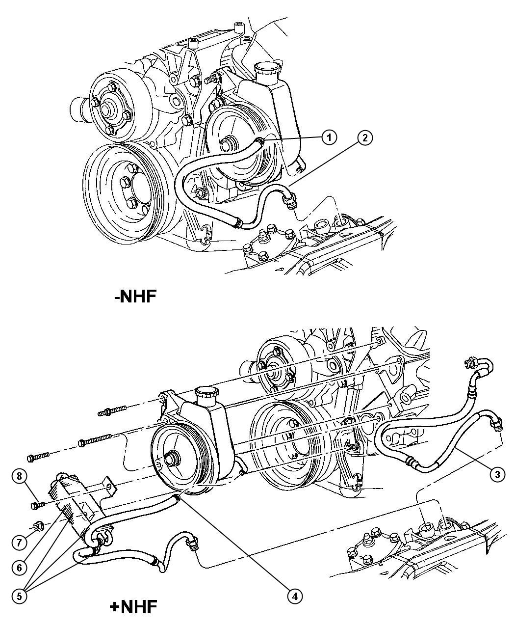 Diagram Hoses,Power Steering,with EH0,EL0.EM0-DN5. for your Dodge