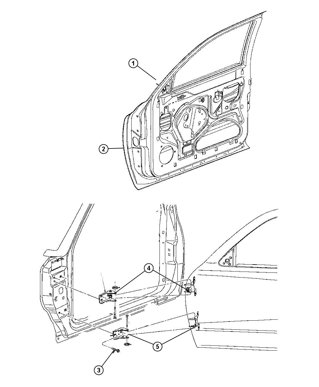 Diagram Door, Front Shell And Hinges. for your Dodge Dakota  