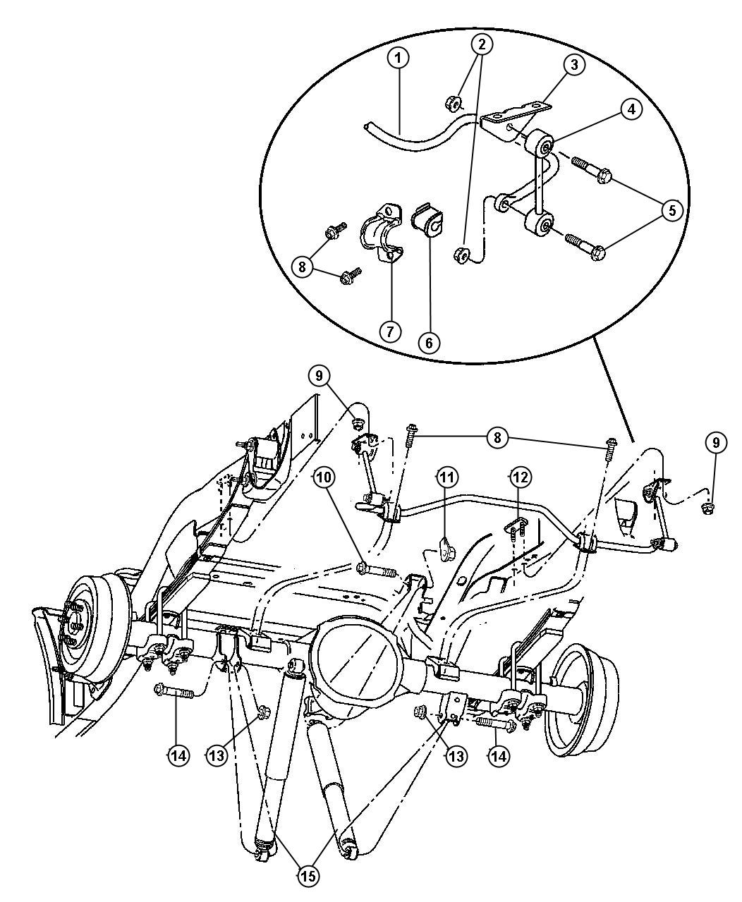 Diagram Stabilizer, Rear with Shock Absorbers. for your 2008 Jeep Wrangler   