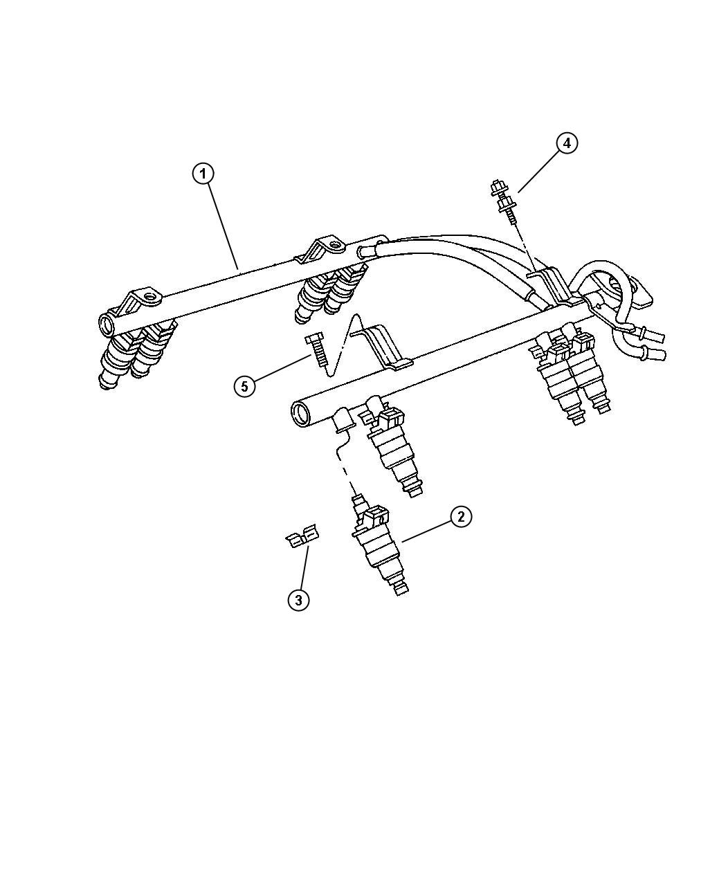 Diagram Fuel Rail, 2.5 (EPE), 3.9 (EHC), 4.7 (EVA), 5.9 (EML). for your Chrysler