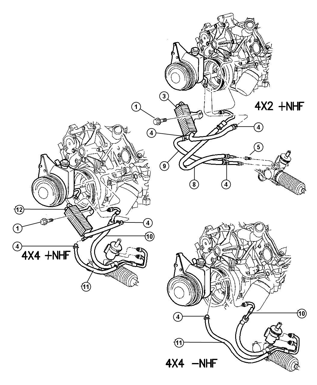 Full size assembly image of Hoses, Power Steering,3.9L, 5.9L Engine. (1/1)