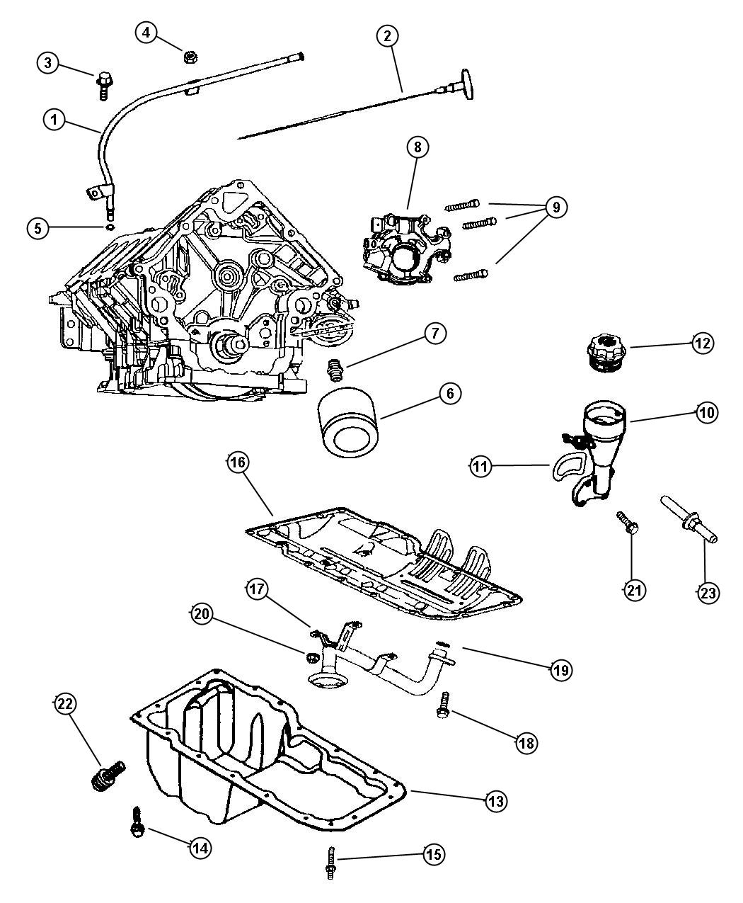 Diagram Engine Oiling, 4.7 (EVA). for your Dodge