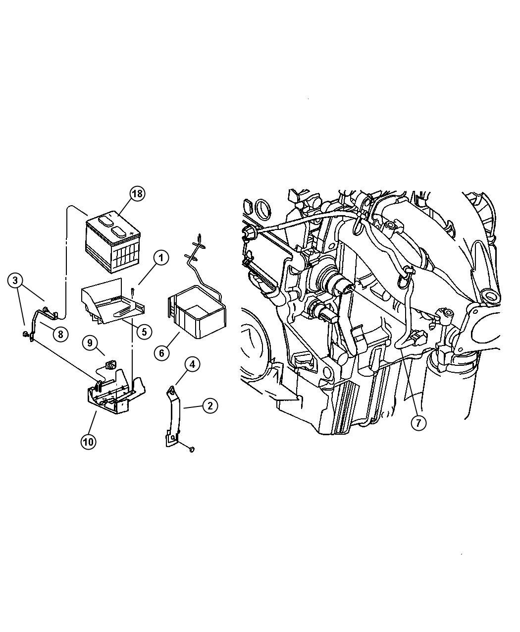 Diagram Battery Tray and Cables. for your Chrysler 300  M