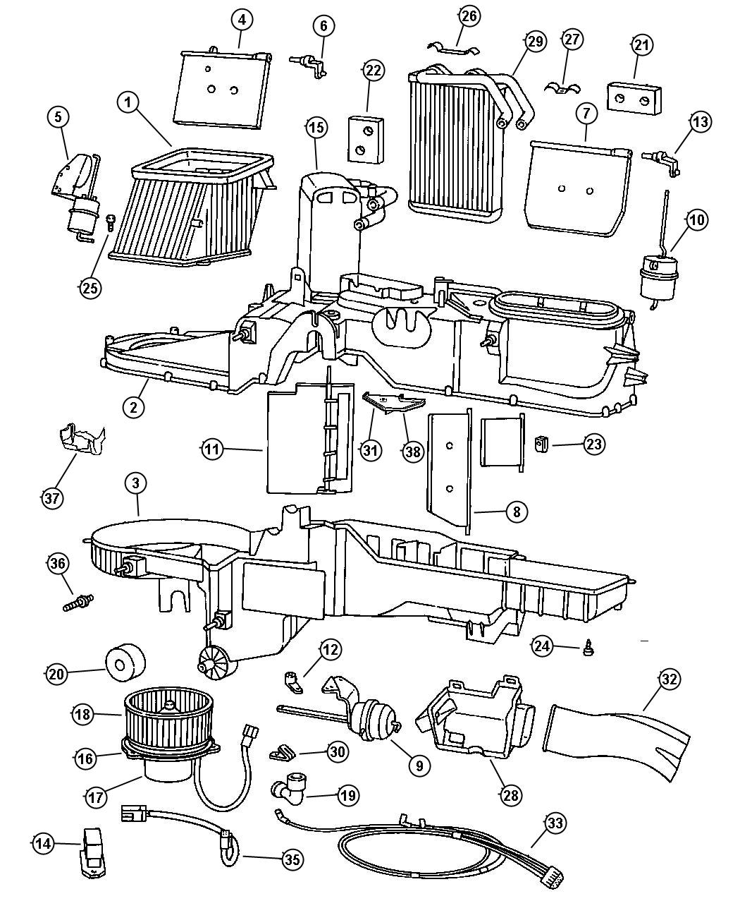 Diagram Air Conditioner and Heater Unit. for your 1999 Dodge Ram 2500   