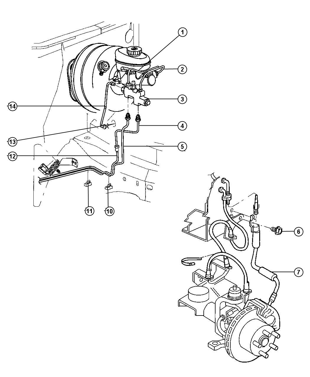 Diagram Brake Lines,Front,LHD Without Anti-Lock Brakes. for your Jeep Cherokee  