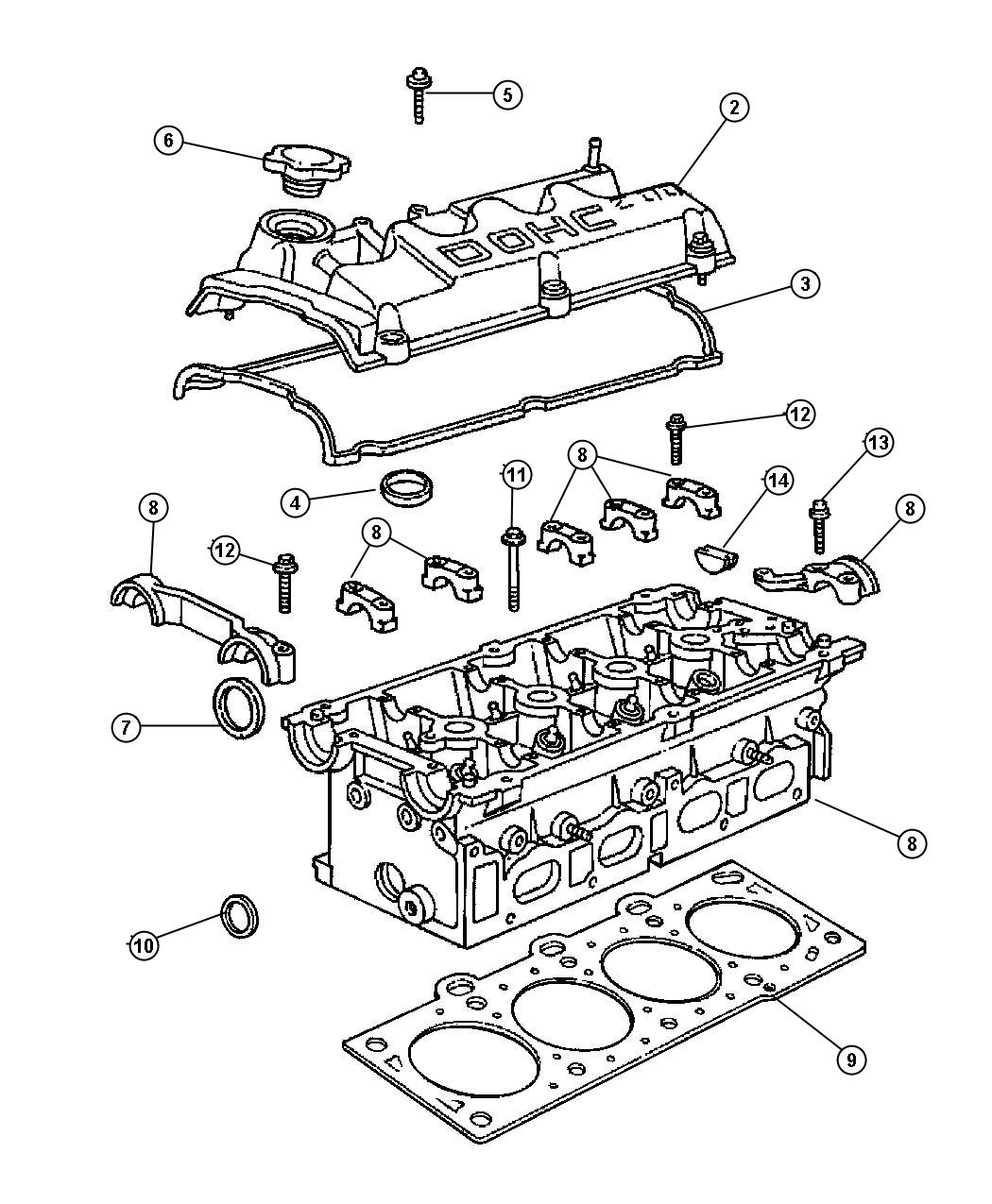 Diagram Cylinder Head 2.0L 4 Cyl DOHC (ECC). for your 2003 Chrysler 300 M  