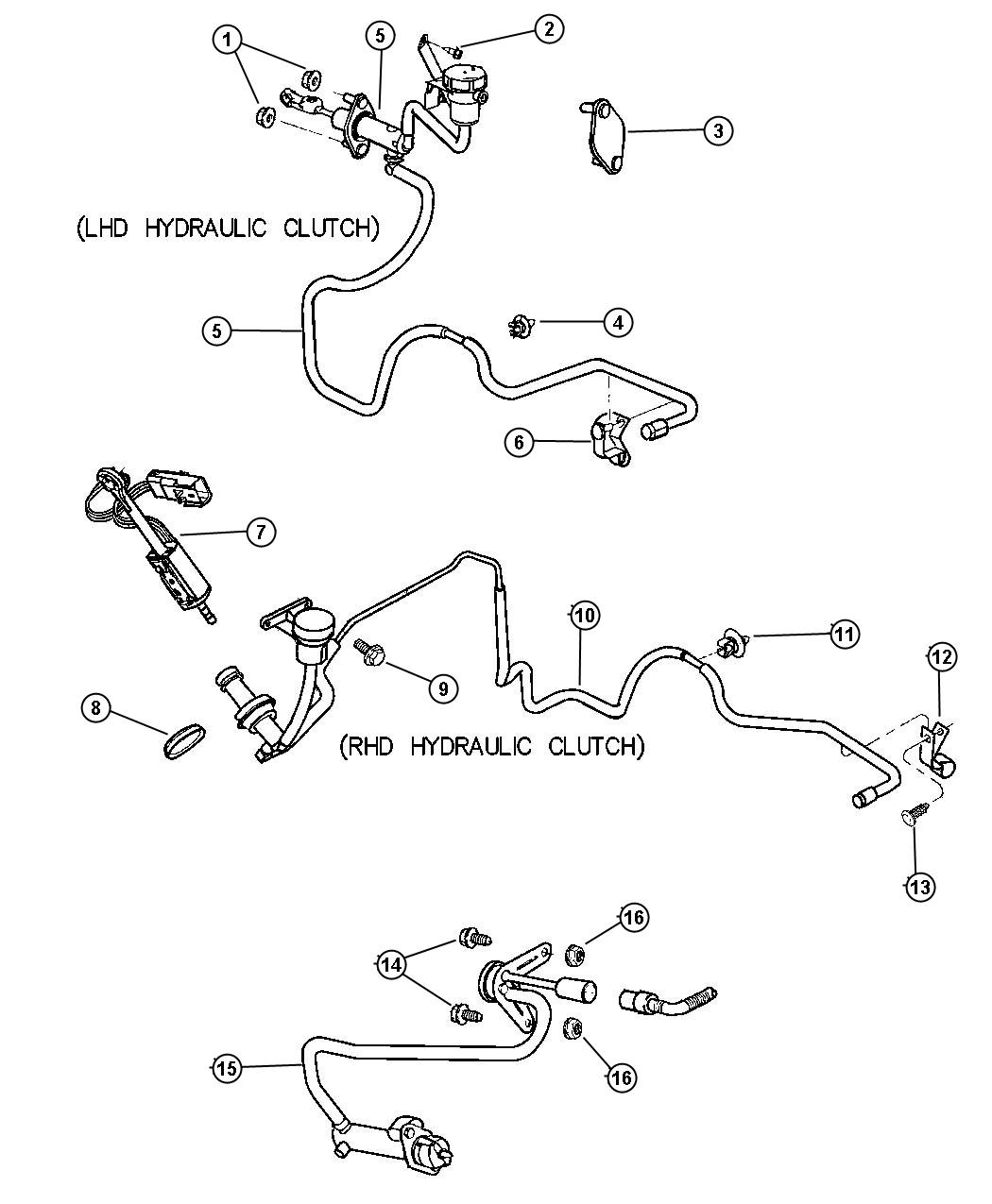 Diagram Controls, Master Cylinder and Slave Cylinder. for your 1997 Dodge Avenger   