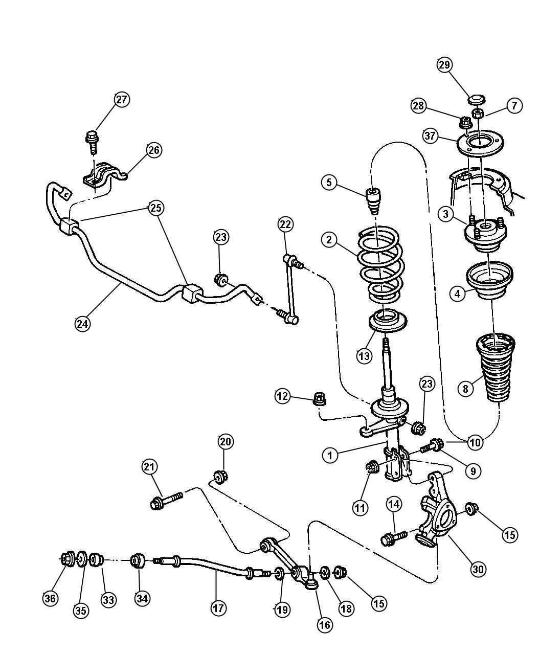 Diagram Suspension, Front. for your Dodge Intrepid  