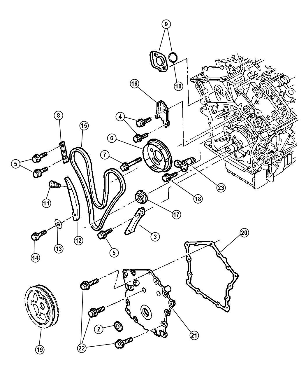 Diagram Timing Chain And Cover 2.7L Engine. for your Dodge Journey  