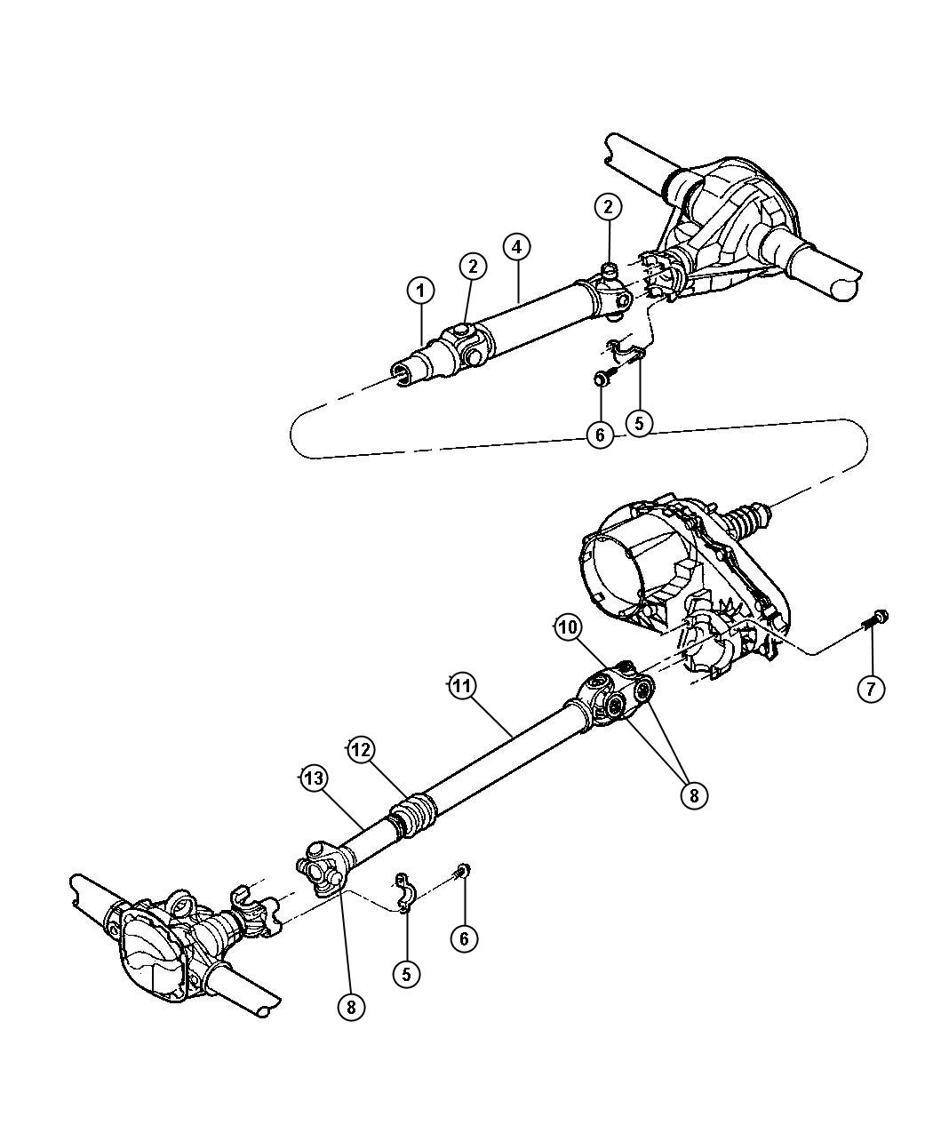 Diagram Propshaft,Front and Rear. for your Jeep