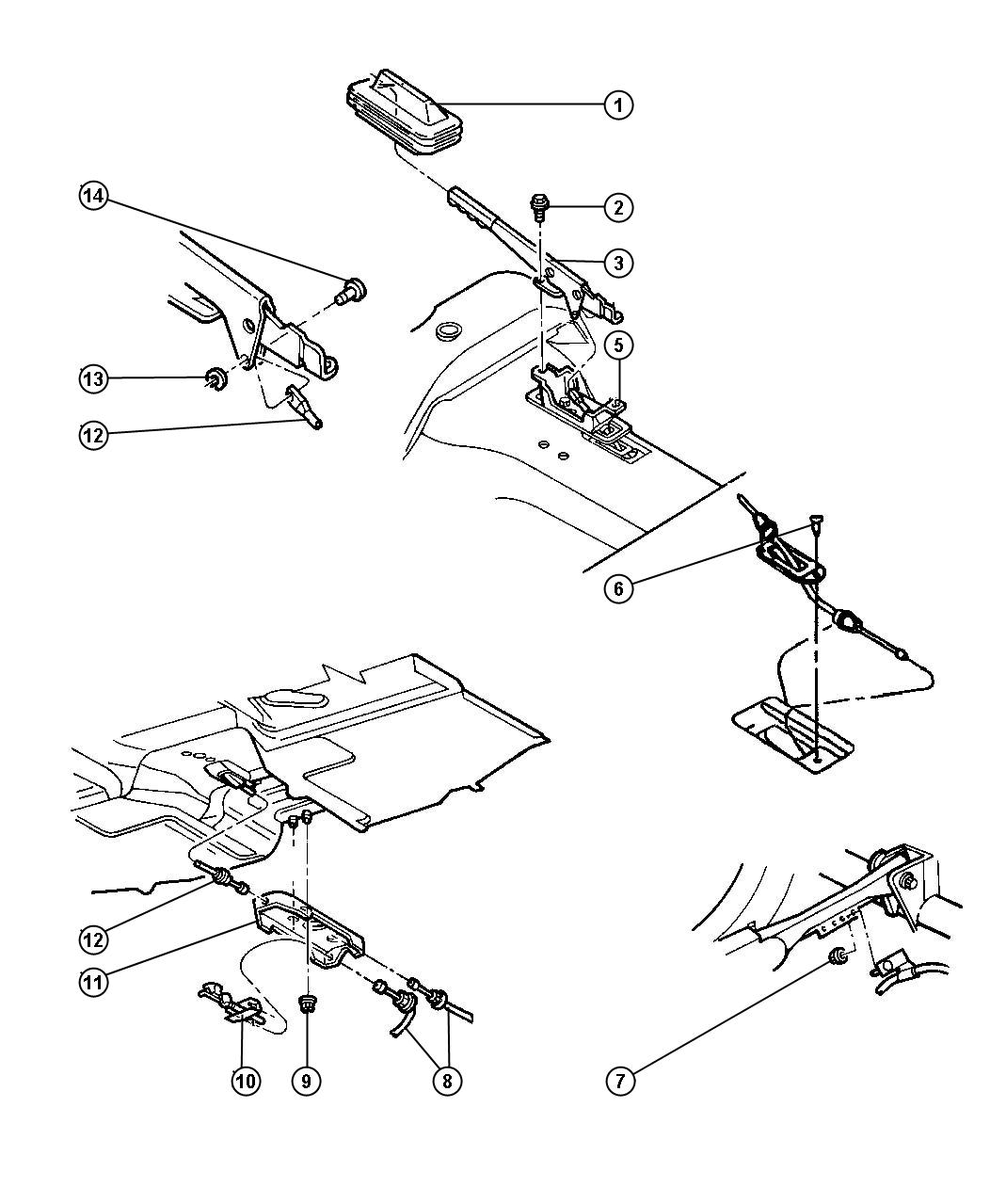 Diagram Parking Brake Lever and Cables. for your Jeep