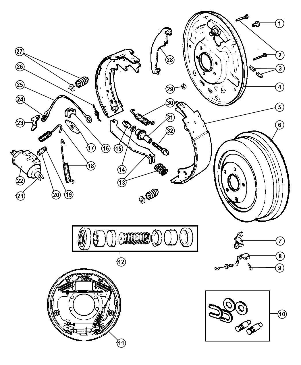 Diagram Rear Drum Brakes. for your Jeep Wrangler  