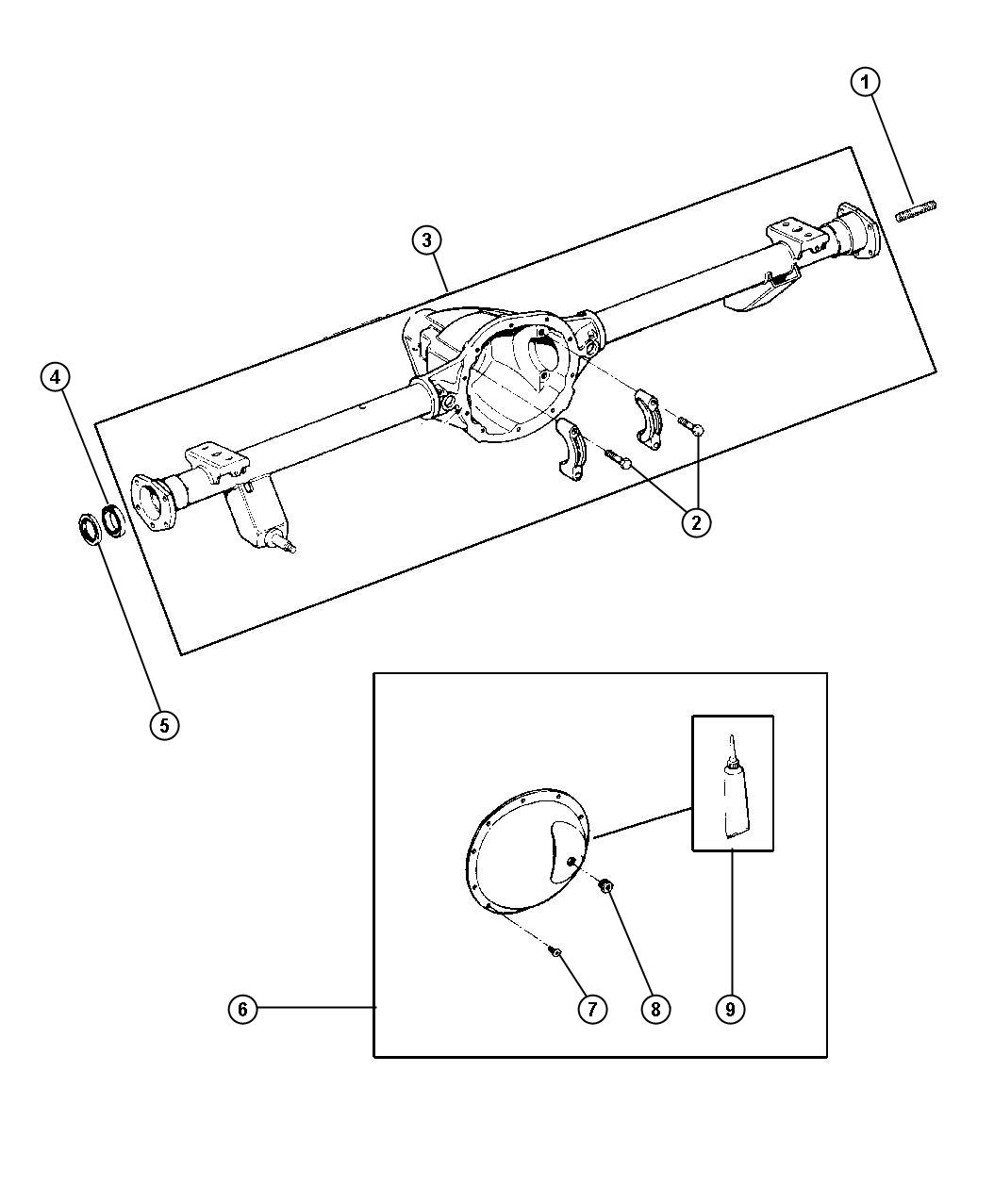 Diagram Housing,Rear Axle,Dana 44/226MM [REAR AXLE - DANA M44 / 216MM RBA]. for your 2004 Chrysler 300  M 