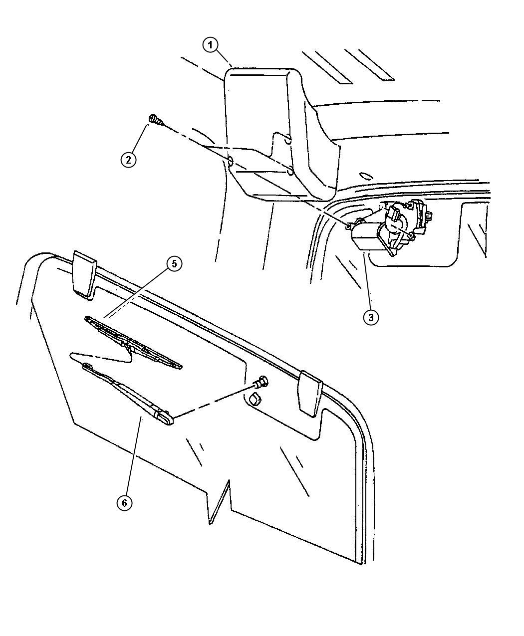 Diagram Rear Wiper System. for your 2001 Jeep Wrangler 2.5L Power Tech I4 A/T SE 