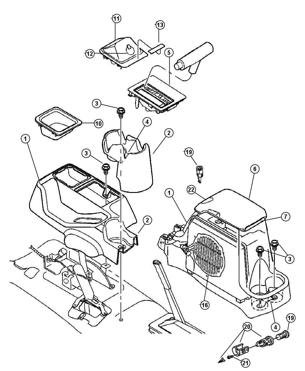 Diagram Consoles Full and Mini. for your Jeep Gladiator  