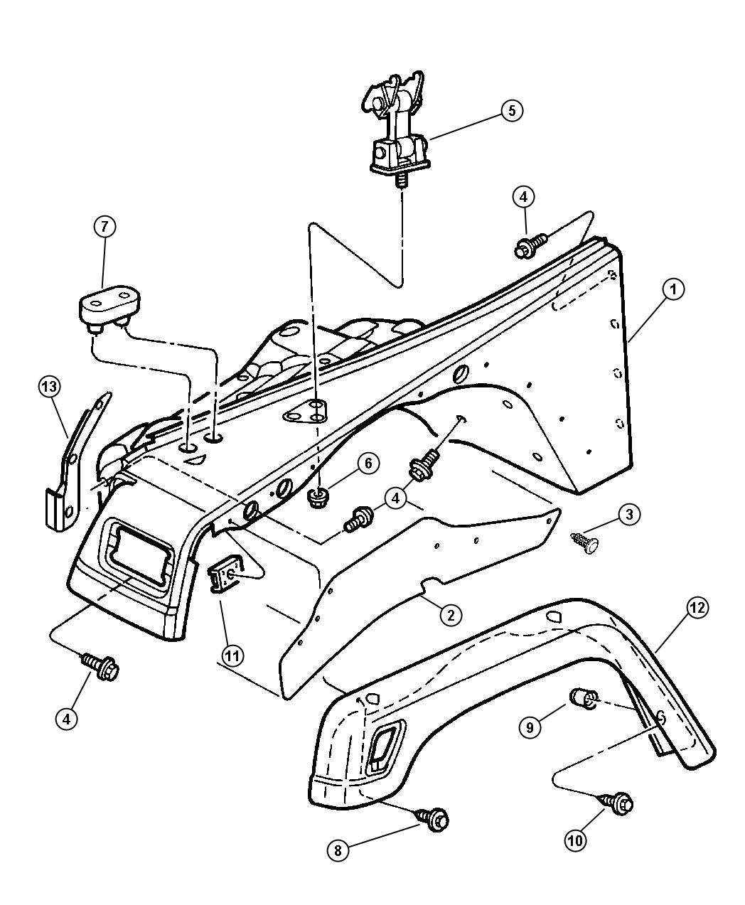 Diagram Fender And Flare, Front. for your Jeep Wrangler  