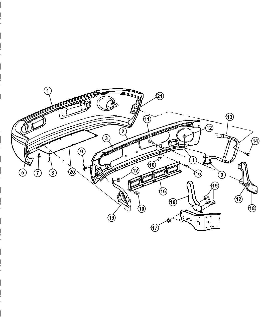 Diagram Bumper, Front Sport. for your 2002 Dodge Ram 1500   