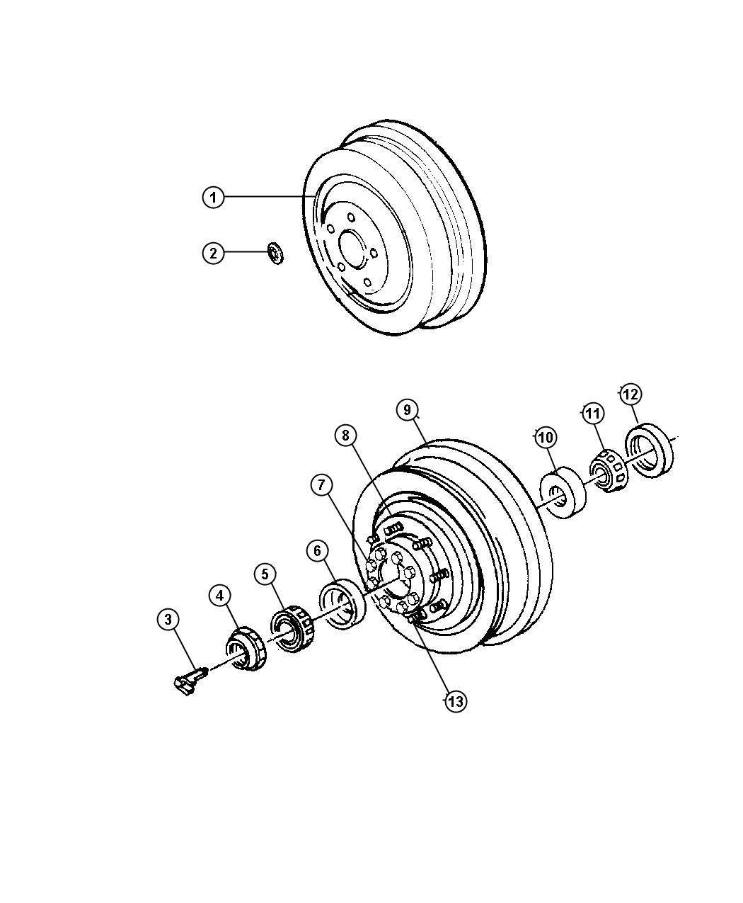 Diagram Drums and Bearings,Rear Brake,12 Inches x 3 Inches. for your Dodge