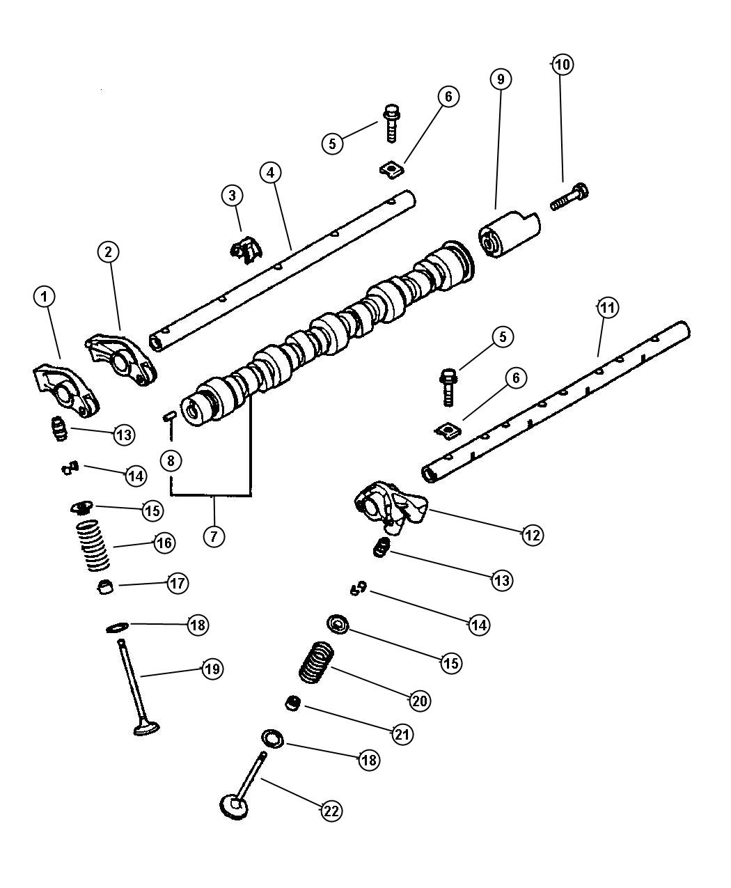 Camshaft and Valves 2.4L MMC I-4. Diagram