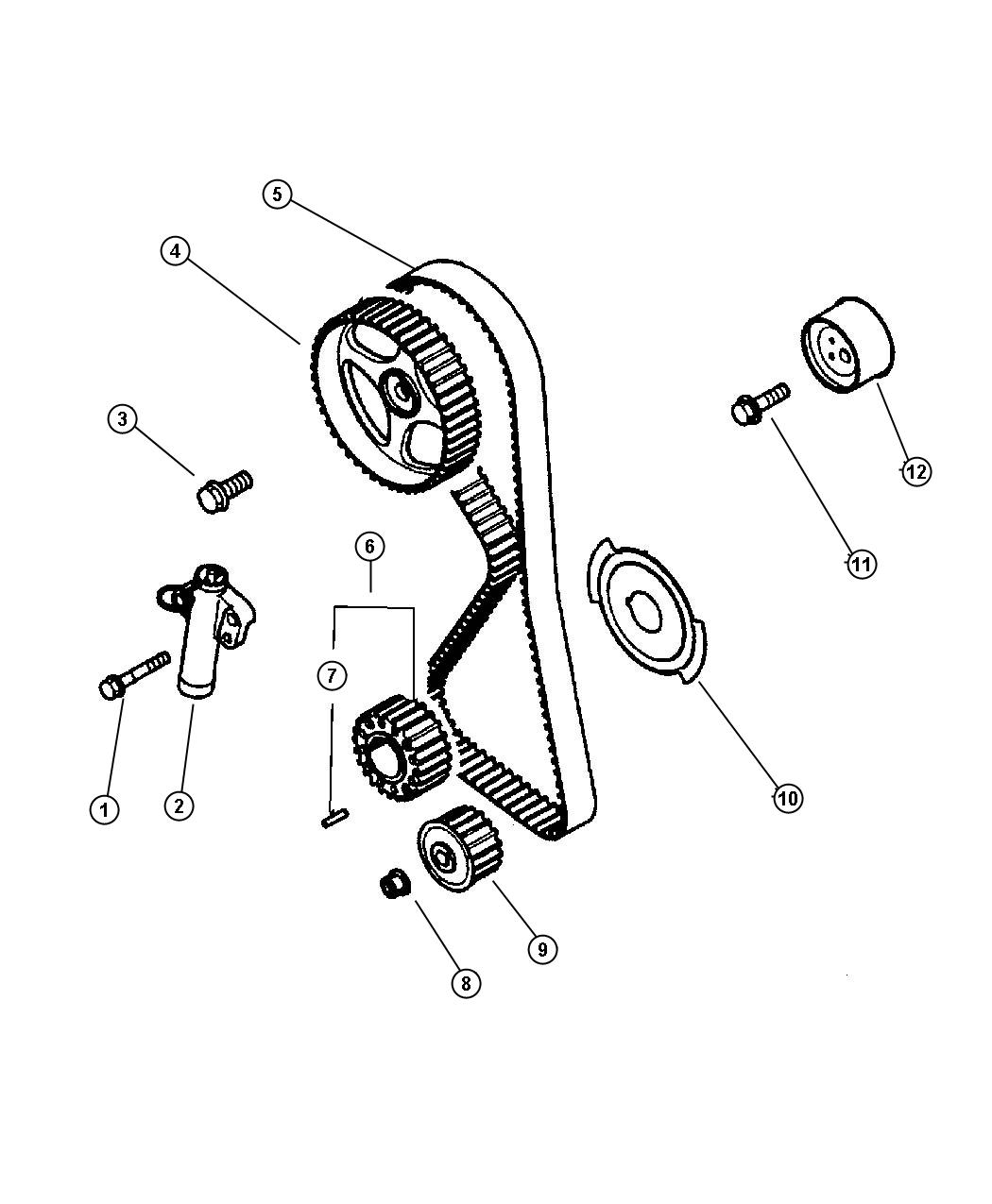 Diagram Timing Belt and Sprockets 2.4L MMC I-4. for your Chrysler 300 M 