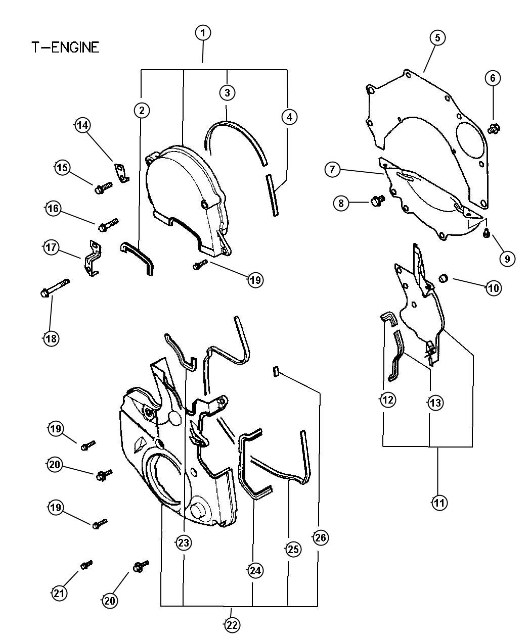 Timing Belt Cover 2.4L MMC I-4. Diagram