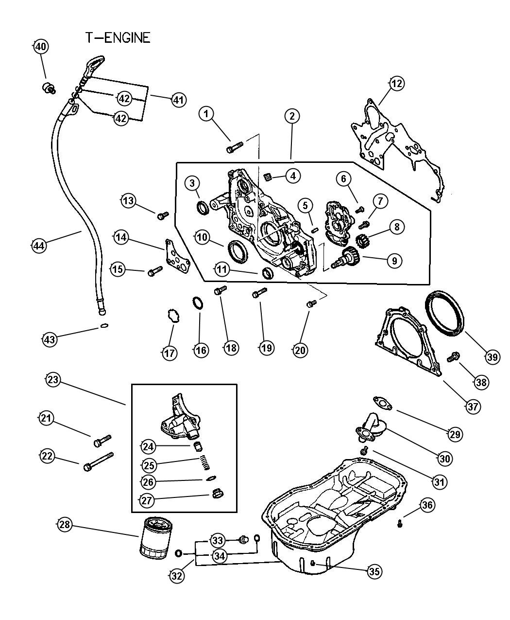 Diagram Engine Oiling 2.4L MMC I-4. for your Fiat