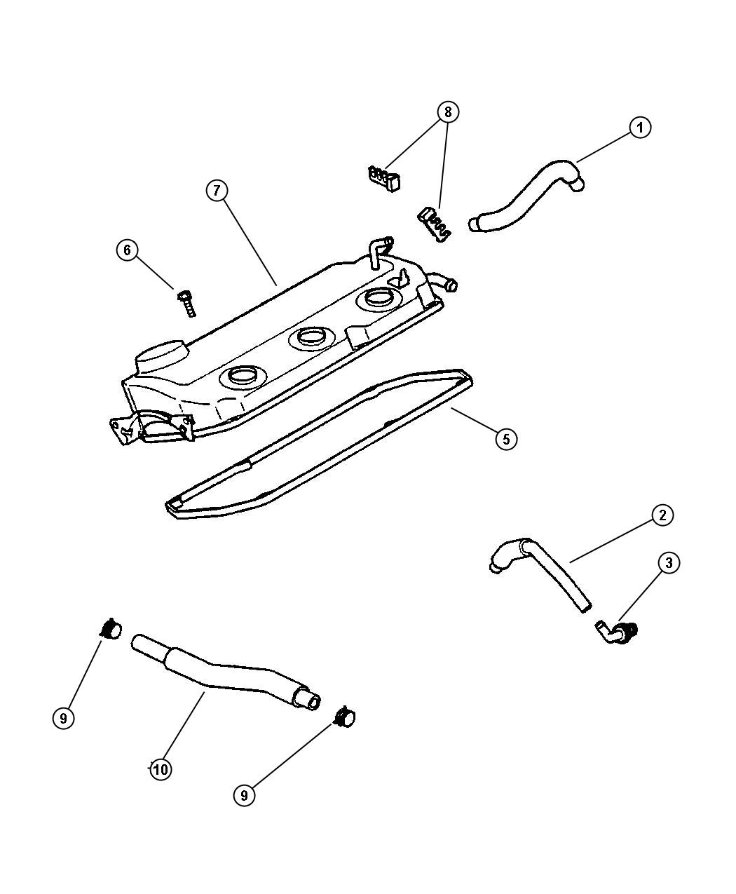 Diagram Crankcase Ventilation 3.0L MMC V-6. for your Dodge