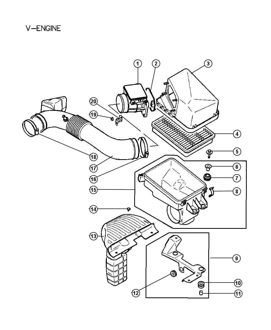 Diagram Air Cleaner 3.0L MMC V-6. for your Dodge