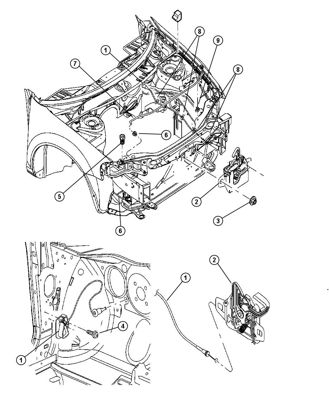 Diagram Hood Release. for your 2010 Chrysler Town & Country Limited  