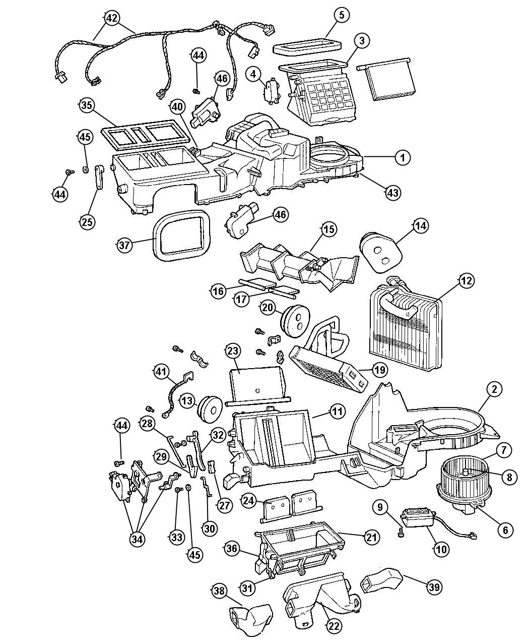 Diagram HEVAC with Auto Temp Control, LHD. for your Jeep Grand Cherokee  