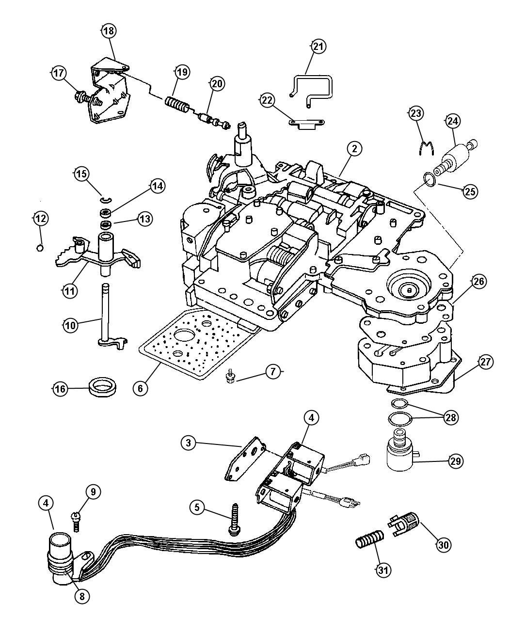 Diagram Valve Body 42RE [TRANSMISSION - 4-SPD. AUTOMATIC,42RE]. for your Jeep Grand Cherokee  