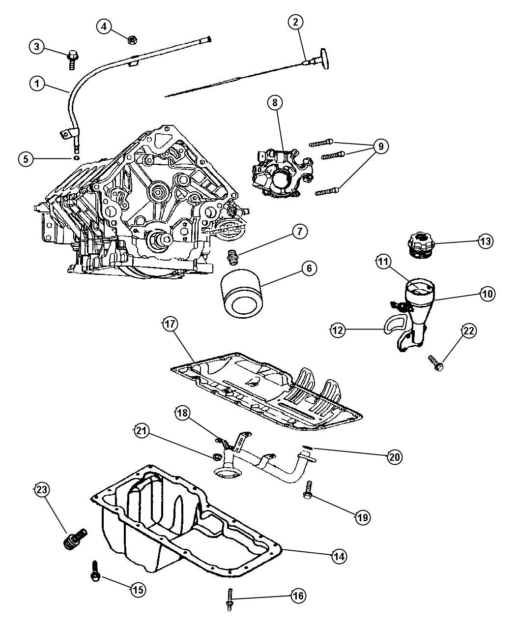 Diagram Engine Oiling, 4.7 (EVA). for your Jeep