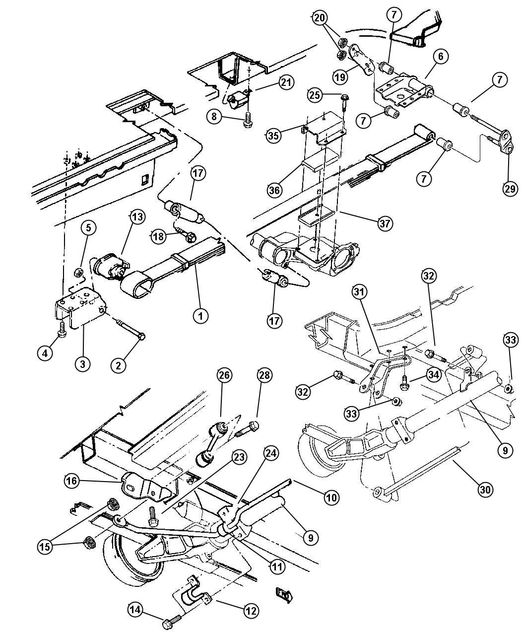 Diagram Suspension, Rear-Front Wheel Drive. for your 2017 Dodge Grand Caravan   