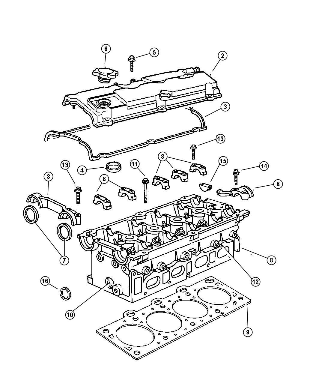 Diagram Cylinder Head 2.4L EDZ Engine. for your 2003 Chrysler 300 M  