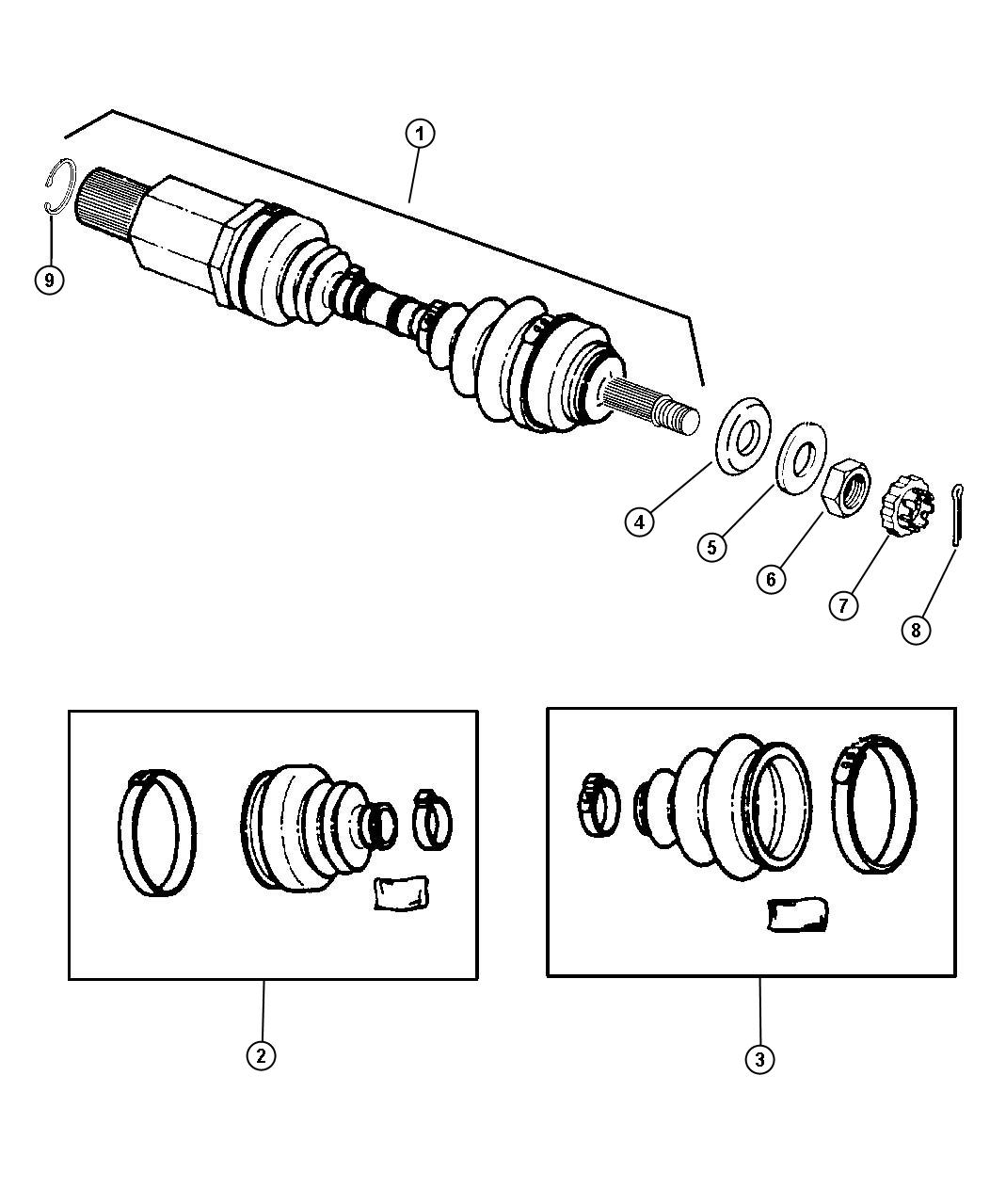 Diagram Shaft, Front Drive. for your Dodge Caravan  