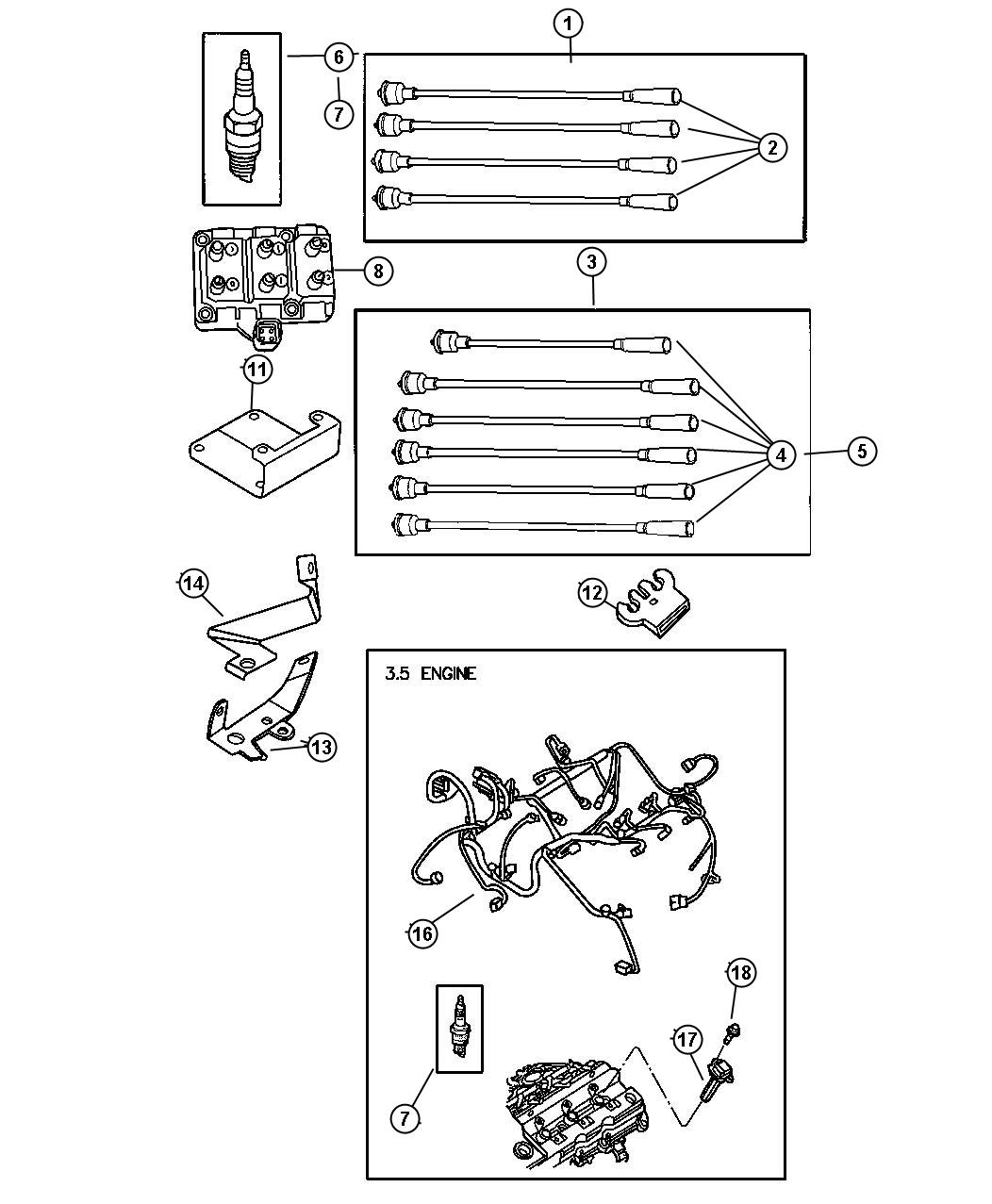 Diagram Spark Plugs--cables--coils. for your Dodge Grand Caravan  